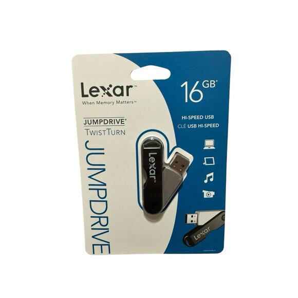 Lexar 16GB Hi-Speed USB JumpDrive Twist Turn Flash Drive Black New - Picture 1 of 2